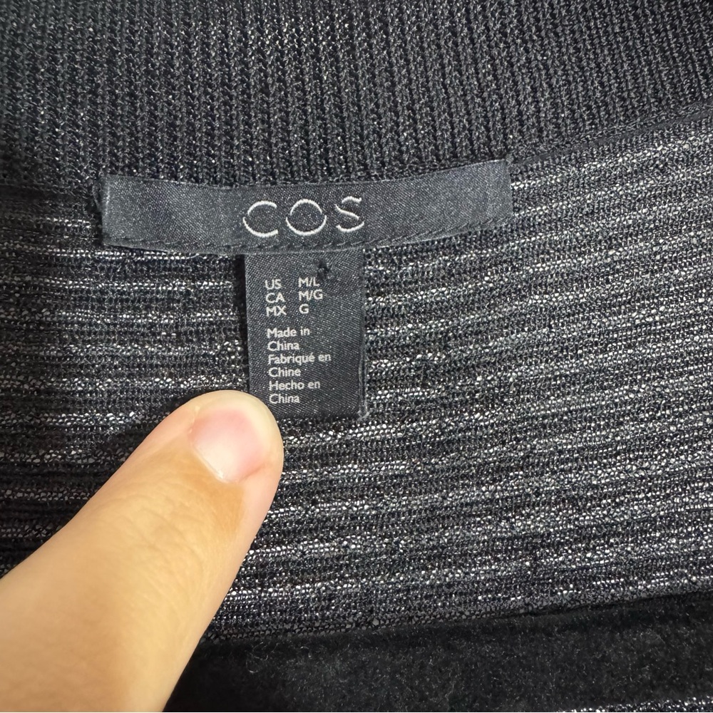 COS Black Draped Wrap Knit Top Oversized Minimalist Cowl Neck M/L - Picture 5 of 6